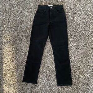 Reformation Emilia Crop Jeans Women's 24 Black High Rise Straight Leg Denim